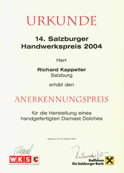Urkunde Handwerkspreis 2004