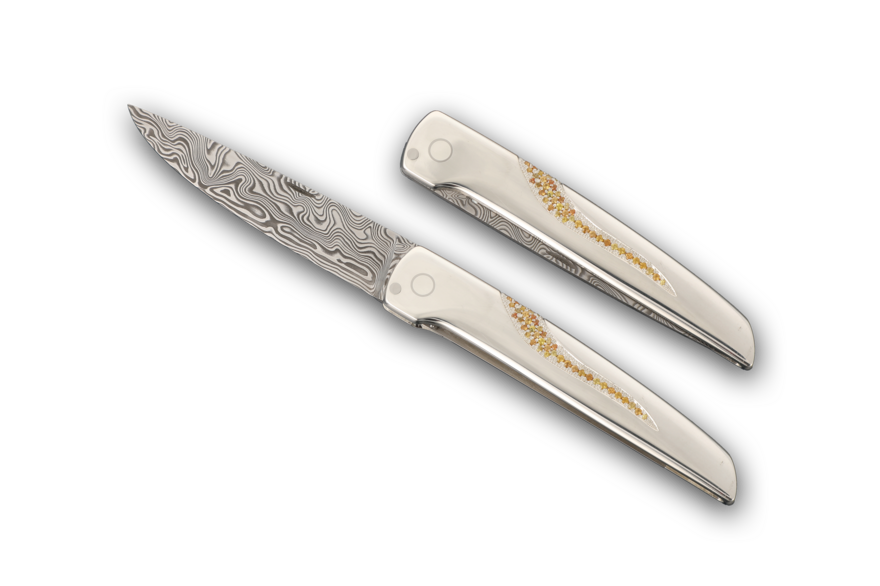 Folding Knife “Silver & Sapphire”