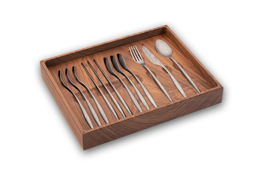 AMENITE - Damascus Steel cutlery - set of 12 pieces